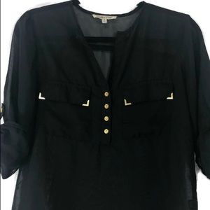 Wishful Park Sheer Black 3/4 Sleeve Tunic!